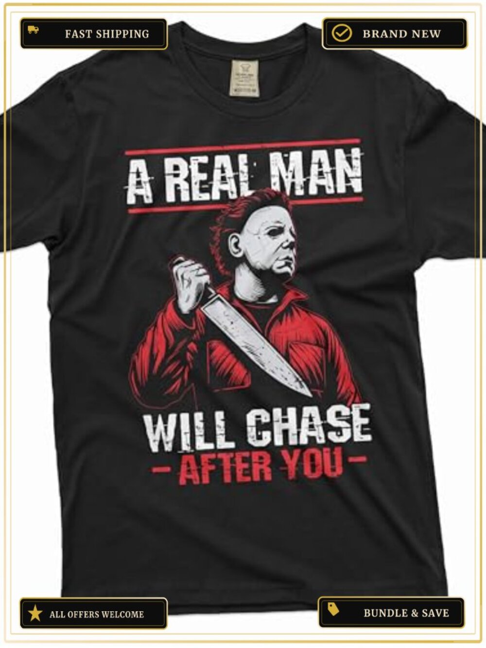 Men's Scary Halloween Horror Movie Serial Killer Graphic Tee